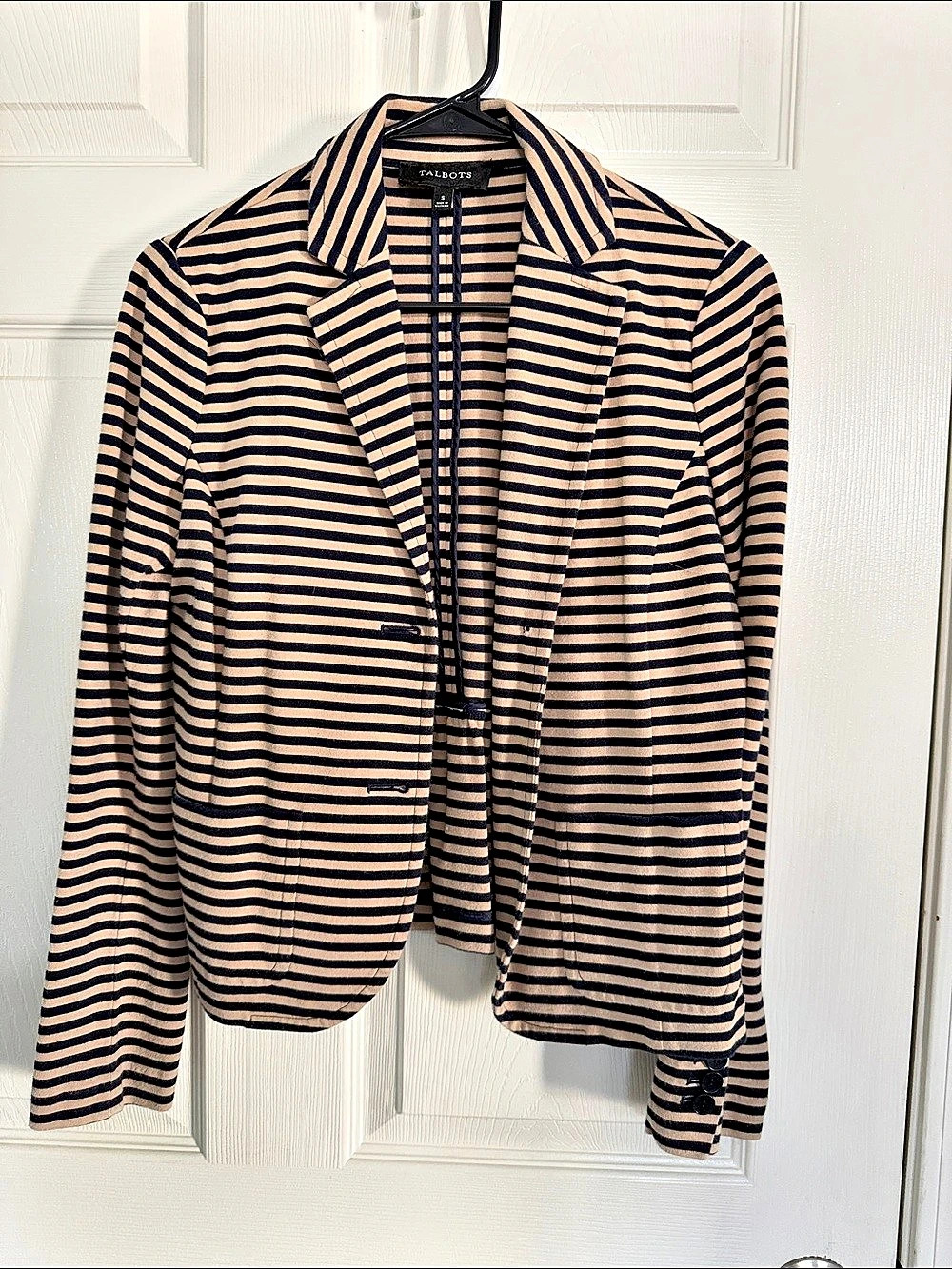 Talbots Striped Peplum Blazer in Blue & Pink Size Small